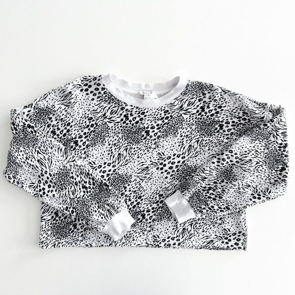 Joie // Animal Print Crop Sweater // Size Large // monochrome - Picture 1 of 6